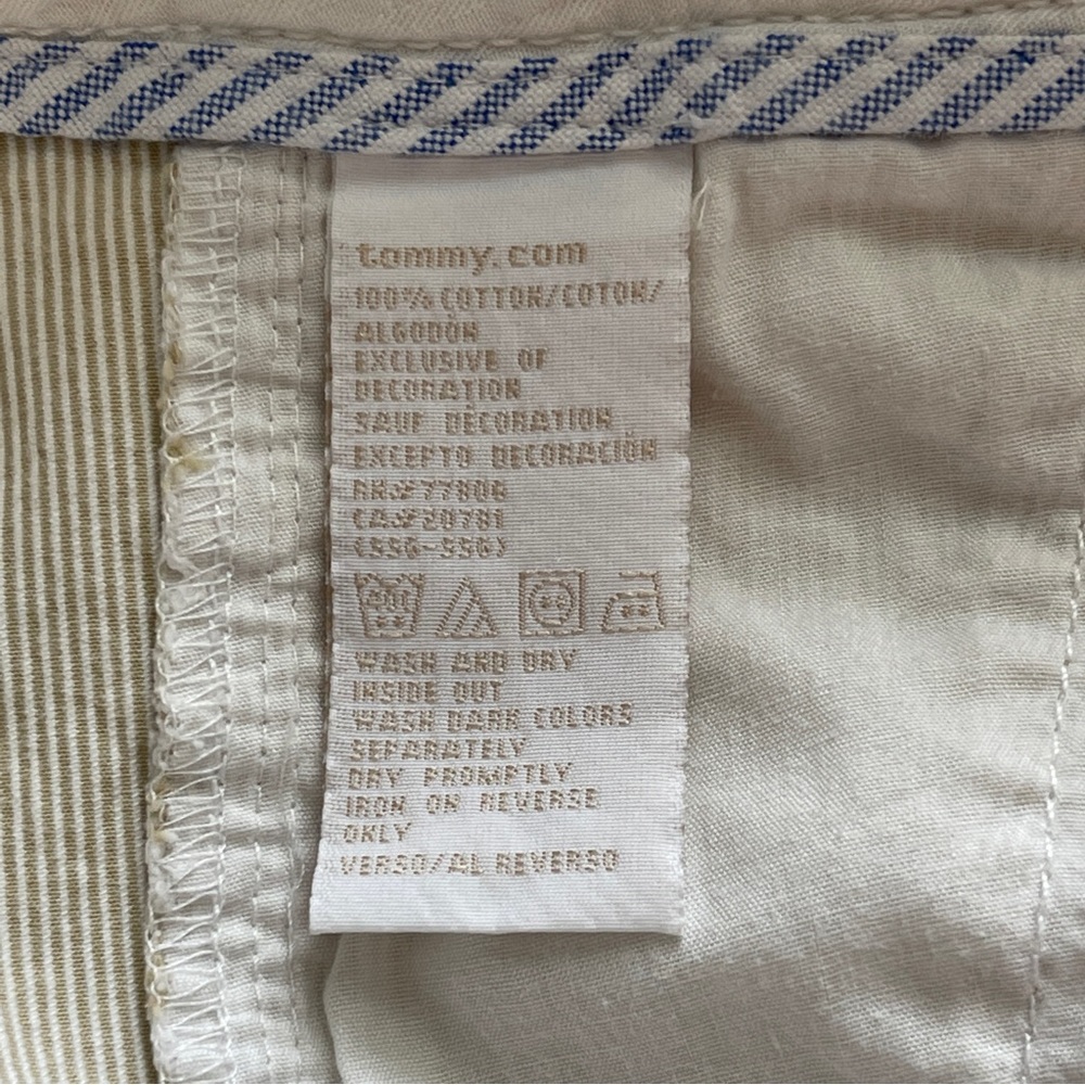 Tommy Hilfiger Bermuda Women's Light Beige Pinstripe Chino Shorts Size 8 - Picture 5 of 8
